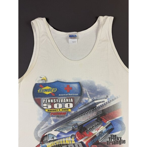 Rare Vintage Y2K Sunoco Pocono Raceway Pennsylvania 500 Car Racing Tank Top Art - Picture 3 of 9